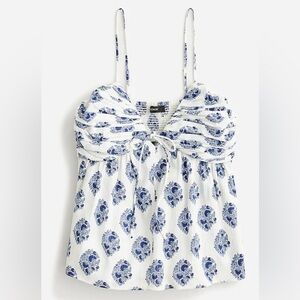 J Crew Gathered Lurex® gauze camisole in gathered floral block print Sz 6